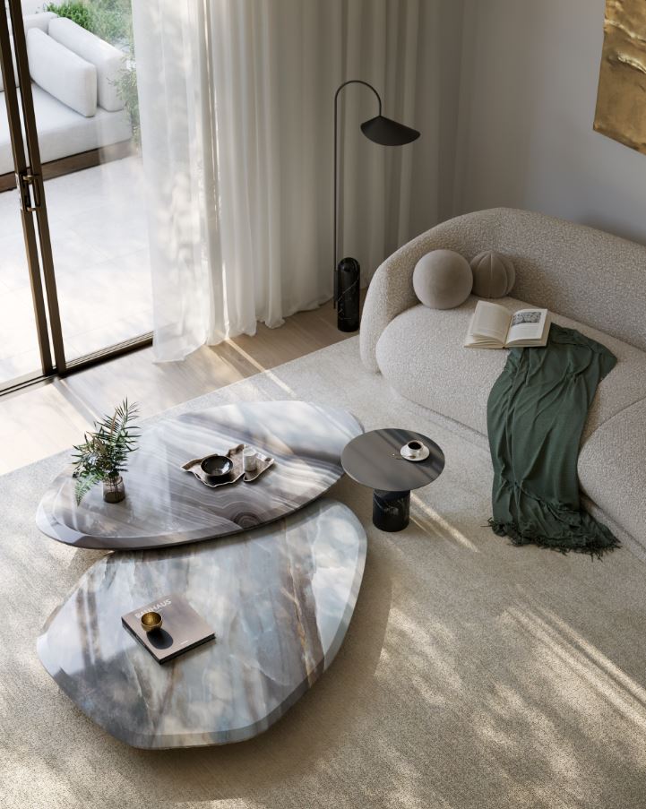 living room couch and table